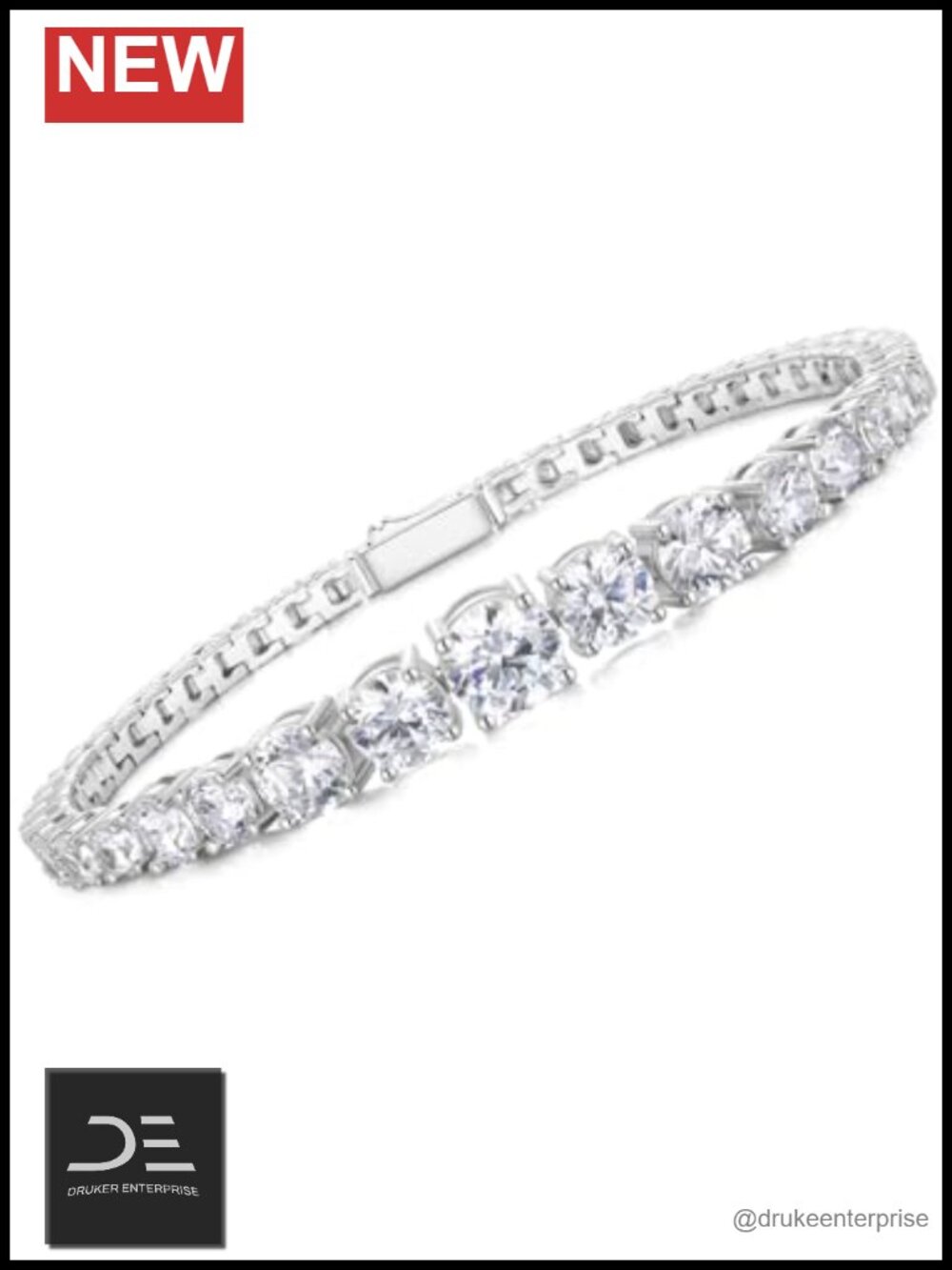 14K Gold Plated Tennis Bracelet Round Cut CZ Graduated Chain Bracelet for Women